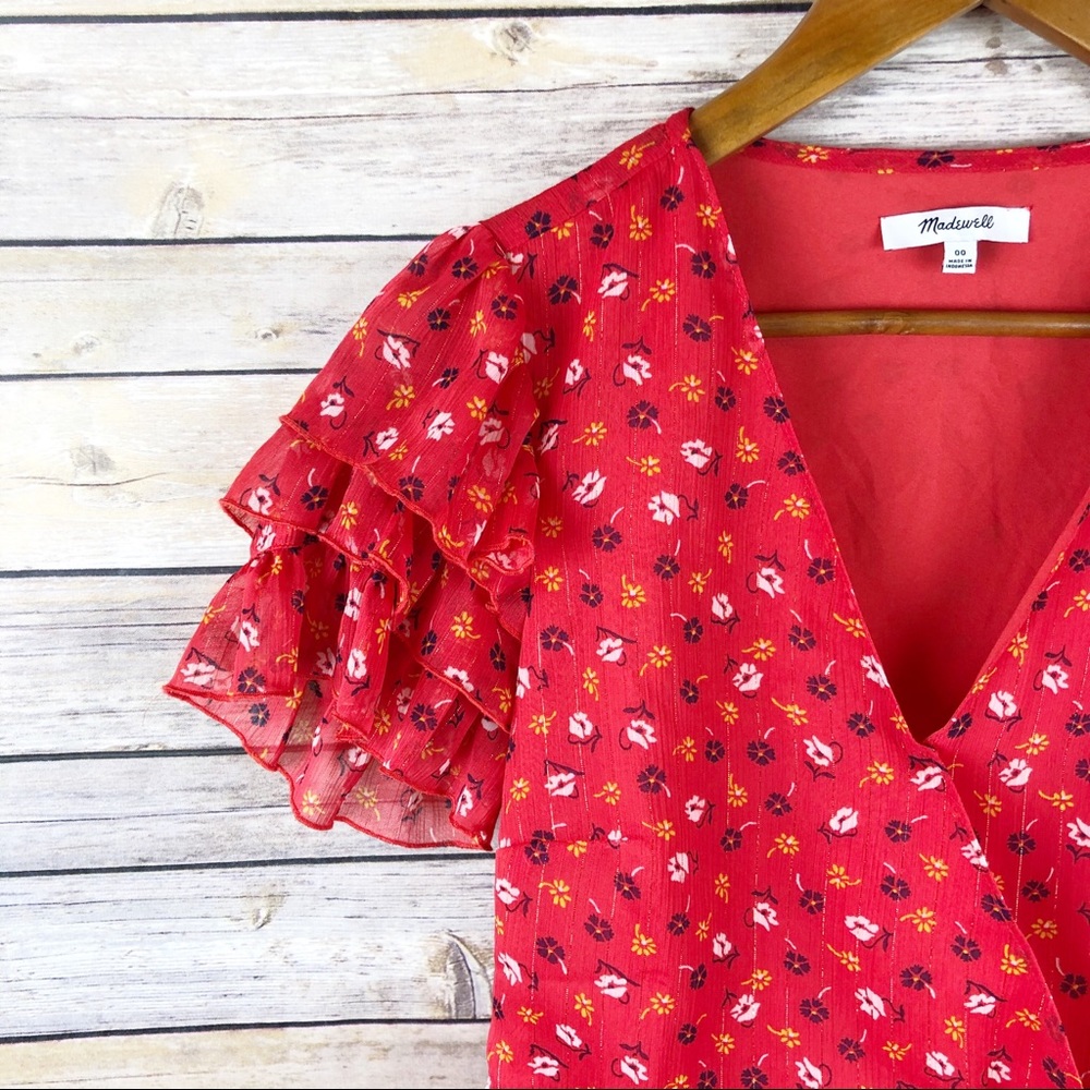 Madewell Tiered Sleeve Peplum Top in Prairie Roses - Picture 2 of 8